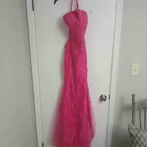 Elegant Pink Halter Gown